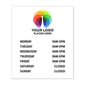 Custom Business Hours Sign with Logo - 12 inches by 14 inches