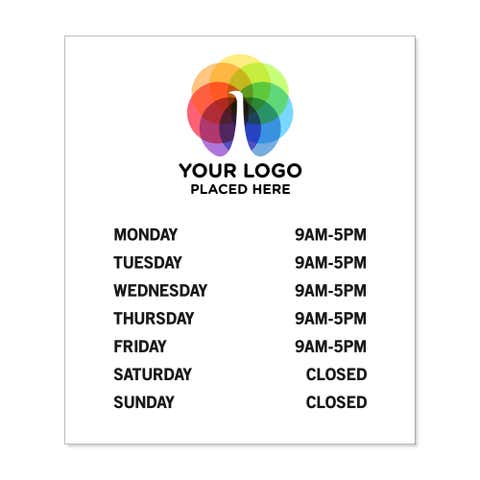 Custom Business Hours Sign with Logo