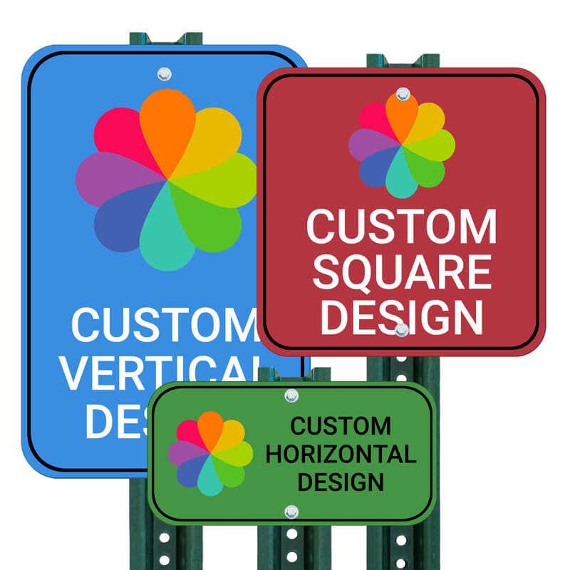 Various Full Color Aluminum Signs Mounted on a Sign Post