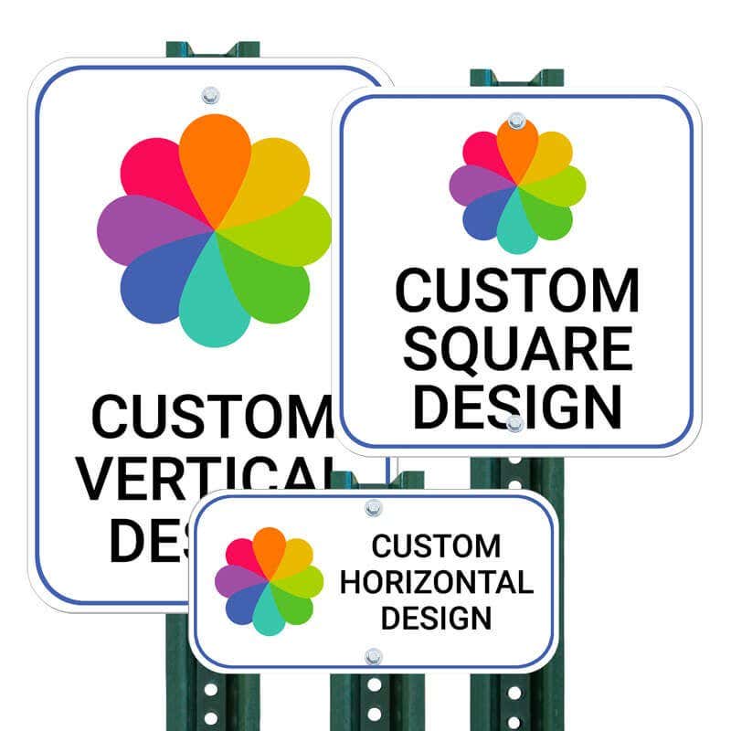 Various Aluminum Signs Mounted on a Sign Post