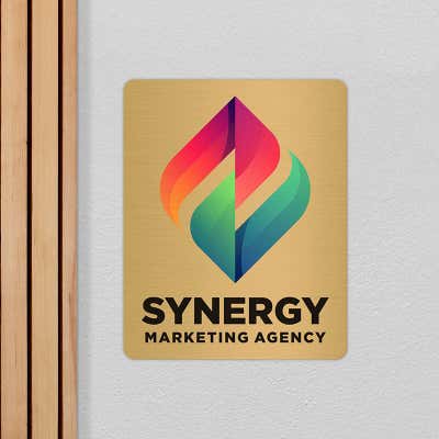 Vertical Full Color 10" x 8" Brass Signs  - alternate view