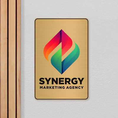 Vertical Full Color 18" x 12" Brass Signs - alternate view