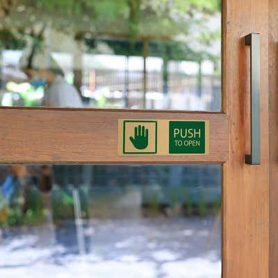 Horizontal Full Color 3" x 8" Brass Signs - alternate view