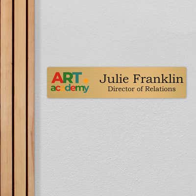 Horizontal Full Color 4" x 18" Brass Signs - alternate view
