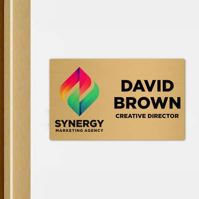 Horizontal Full Color 6" x 10" Brass Signs - alternate view