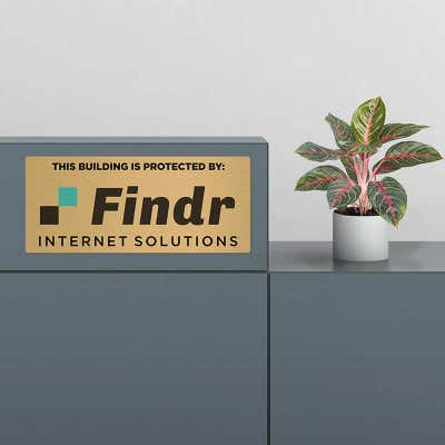 Horizontal Full Color 6" x 14" Brass Signs - alternate view