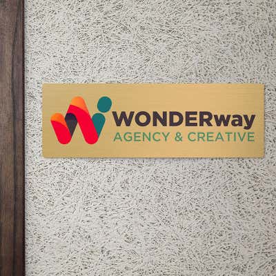 Horizontal Full Color 6" x 18" Brass Signs - alternate view