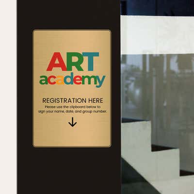 Vertical Full Color 6" x 4" Brass Signs  - alternate view