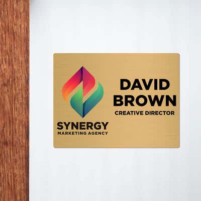 Horizontal Full Color 6" x 8" Brass Signs - alternate view