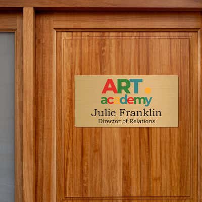 Horizontal Full Color 8" x 16" Brass Signs - alternate view