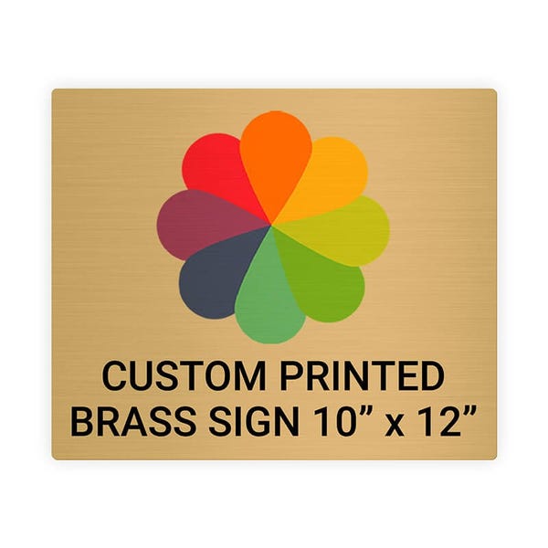 Horizontal Full Color 10" x 12" Brass Signs 