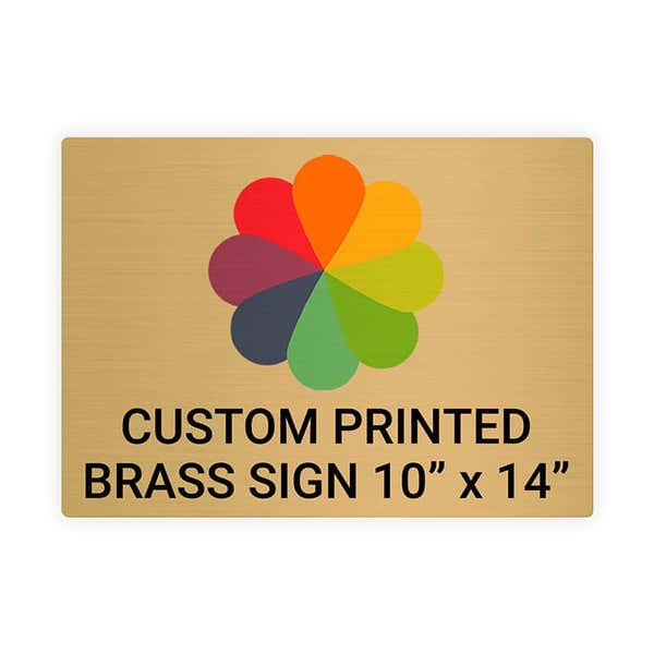 Horizontal Full Color 10" x 14" Brass Signs