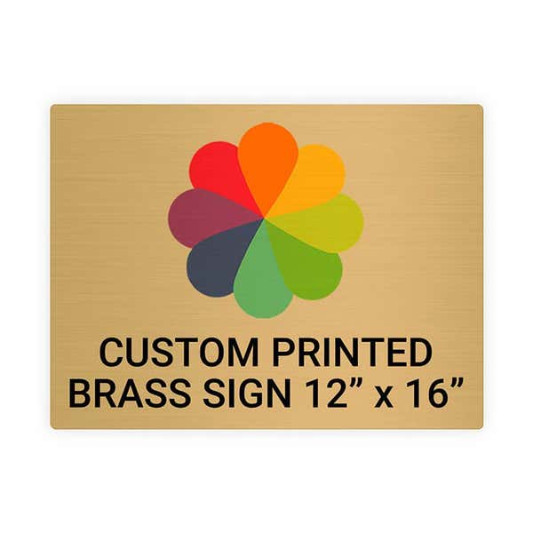 Horizontal Full Color 12" x 16" Brass Signs