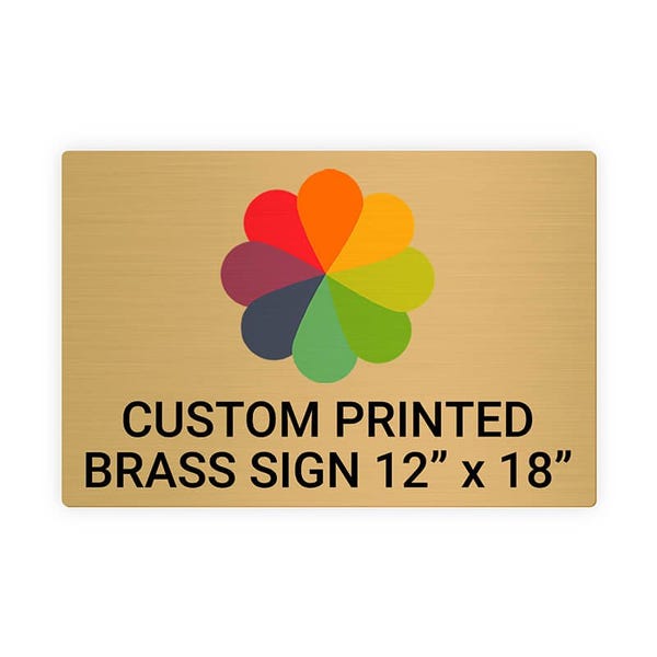 Horizontal Full Color 12" x 18" Brass Signs 