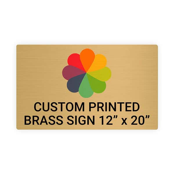 Horizontal Full Color 12" x 20" Brass Signs