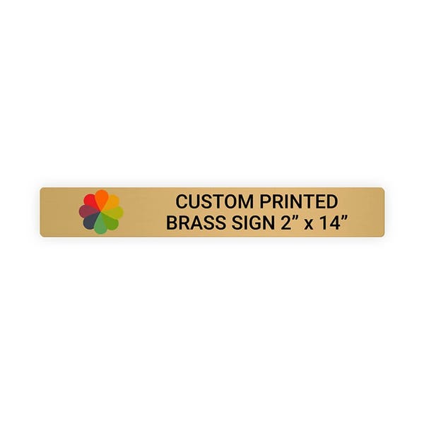 Horizontal Full Color 2" x 14" Brass Signs 