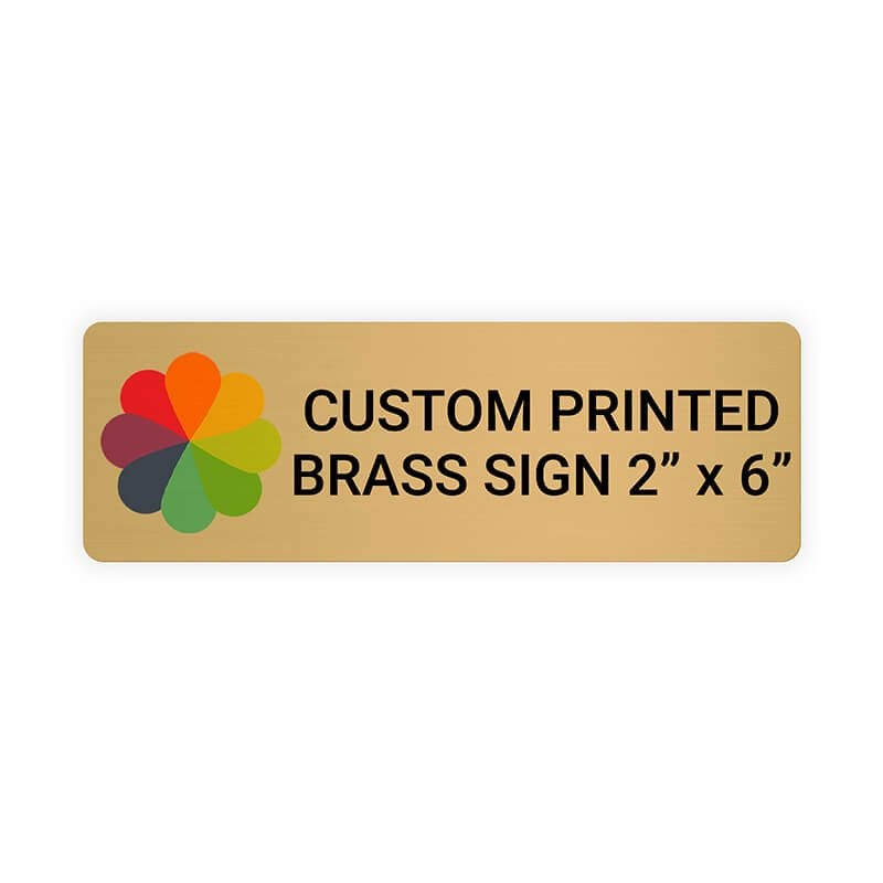 Horizontal Full Color Brass Signs 2" x 6"