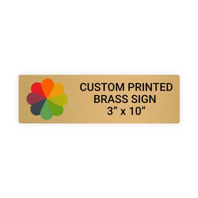 Horizontal Full Color Brass Signs 3" x 10"