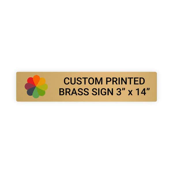 Horizontal Full Color Brass Signs 3" x 14"