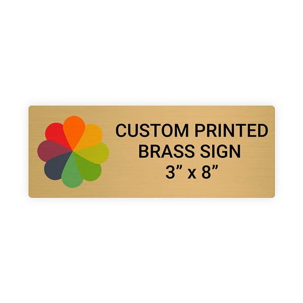 Horizontal Full Color 3" x 8" Brass Signs 