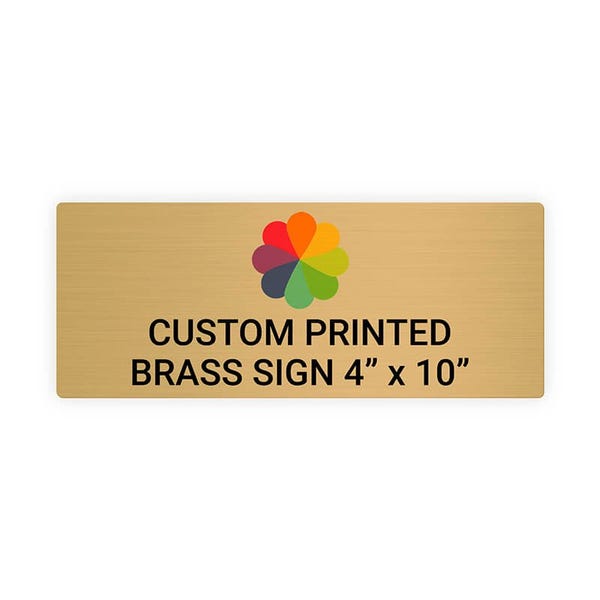 Horizontal Full Color 4" x 10" Brass Signs 
