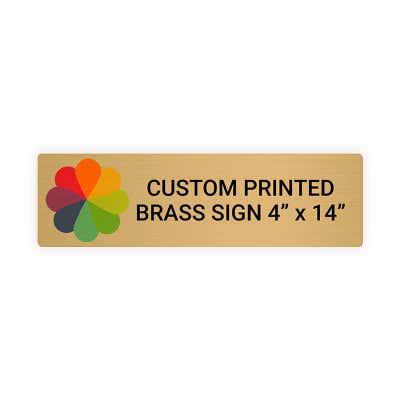 Horizontal Full Color Brass Signs 4" x 14"