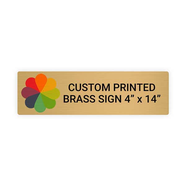 Horizontal Full Color Brass Signs 4" x 14"