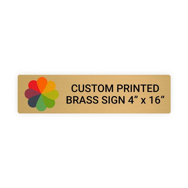 Horizontal Full Color 4" x 16" Brass Signs 