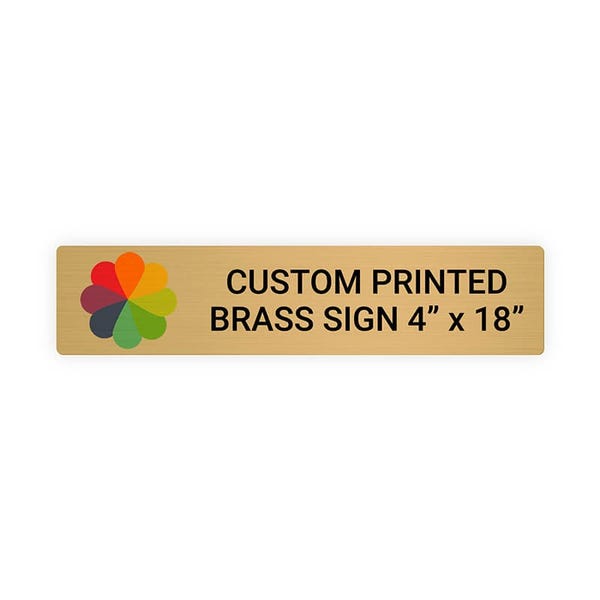 Horizontal Full Color 4" x 18" Brass Signs