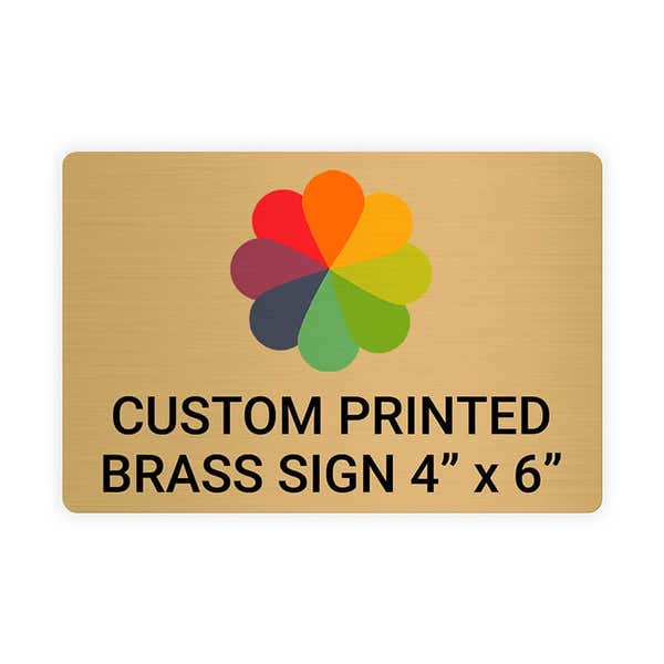 Horizontal Full Color 4" x 6" Brass Signs 