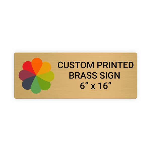 Horizontal Full Color 6" x 16" Brass Signs 