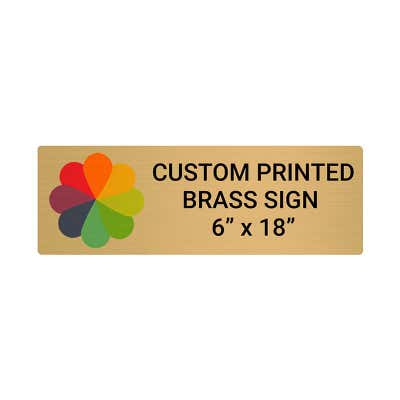 Horizontal Full Color Brass Signs 6" x 18"