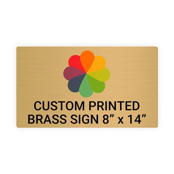Horizontal Full Color 8" x 14" Brass Signs 
