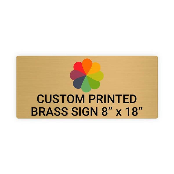 Horizontal Full Color 8" x 18" Brass Signs 