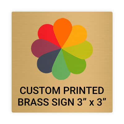 Square Full Color Brass Signs 3" x 3"
