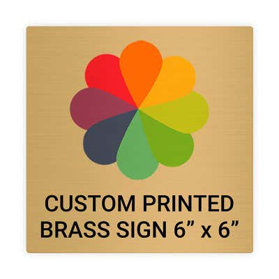 Square Full Color Brass Signs 6" x 6"
