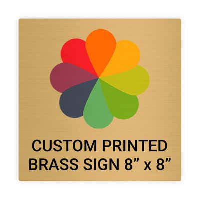 Square Full Color Brass Signs 8" x 8"