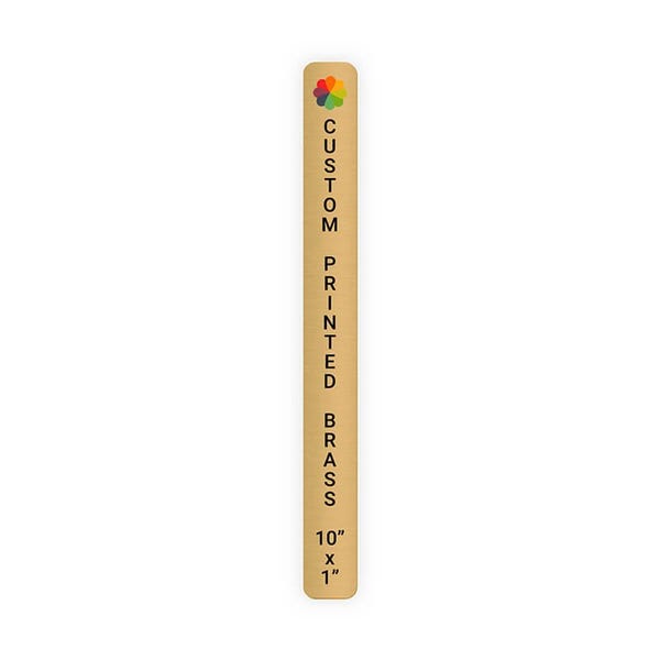 Vertical Full Color 10" x 1" Brass Signs 