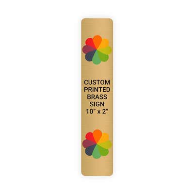 Vertical Full Color Brass Signs 10" x 2"