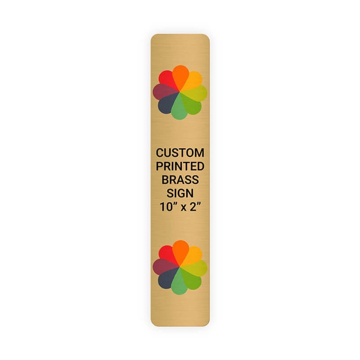Vertical Full Color Brass Signs 10" x 2"