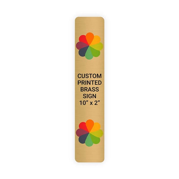 Vertical Full Color 10" x 2" Brass Signs