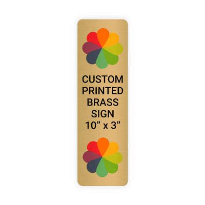 Vertical Full Color Brass Signs 10" x 3"