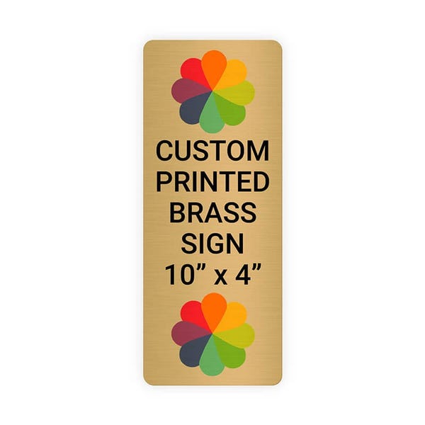 Vertical Full Color 10" x 4" Brass Signs 