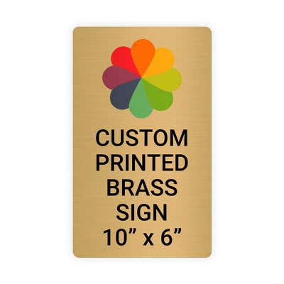 Vertical Full Color Brass Signs 10" x 6"