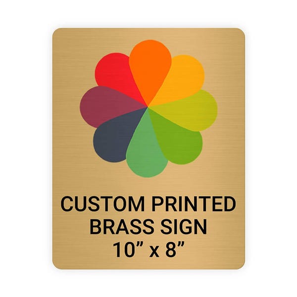 Vertical Full Color 10" x 8" Brass Signs 