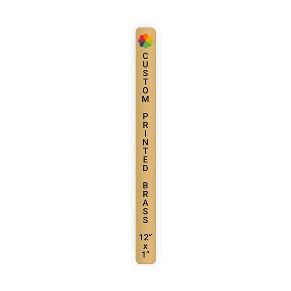 Vertical Full Color 12" x 1" Brass Signs 