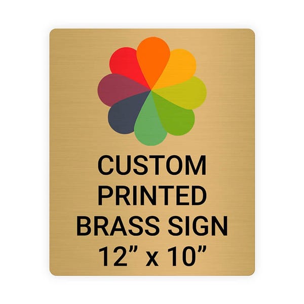 Vertical Full Color 12" x 10" Brass Signs 