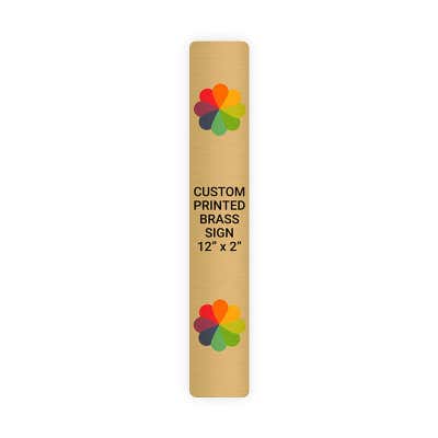 Vertical Full Color Brass Signs 12" x 2"