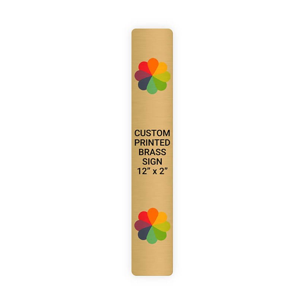 Vertical Full Color Brass Signs 12" x 2"