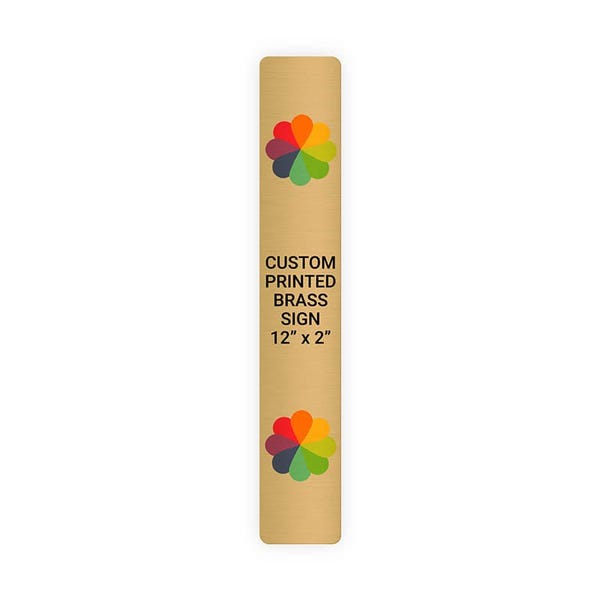 Vertical Full Color 12" x 2" Brass Signs